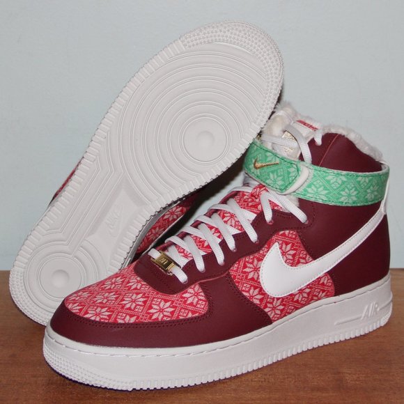 Nike Air Force 1 High 07 Nordic Christmas Sweater Shoes Mens 9 - Picture 1 of 6